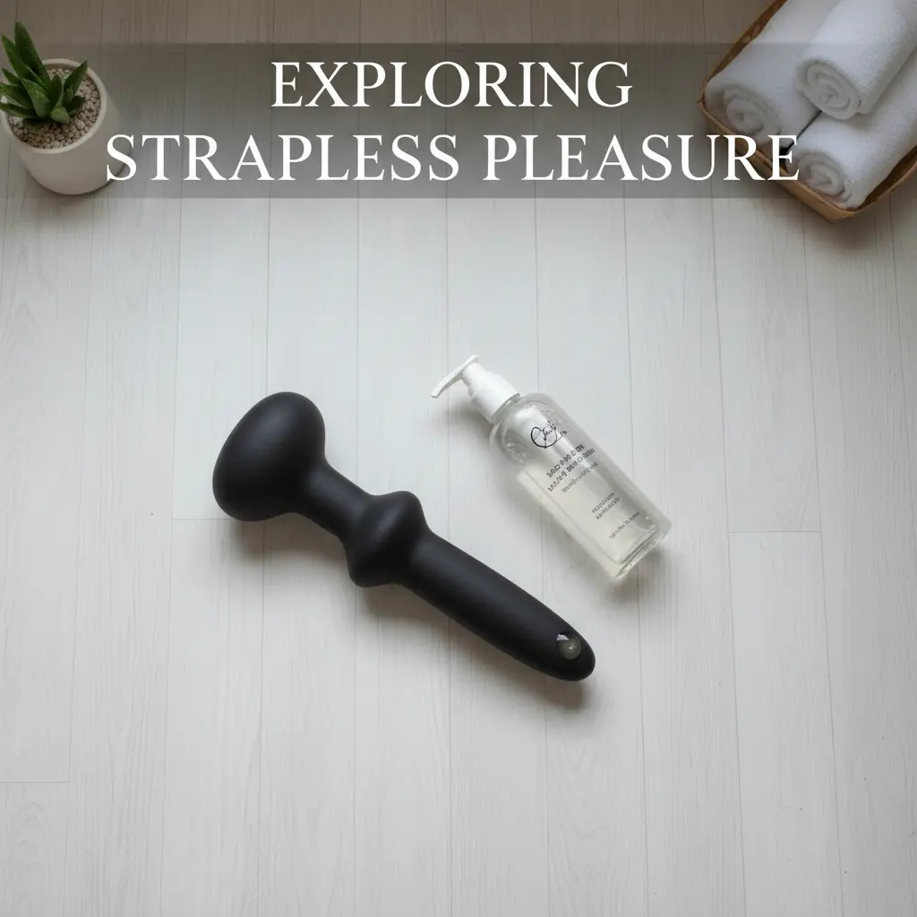 A body-safe silicone strapless strap on dildo ready for couple's play.