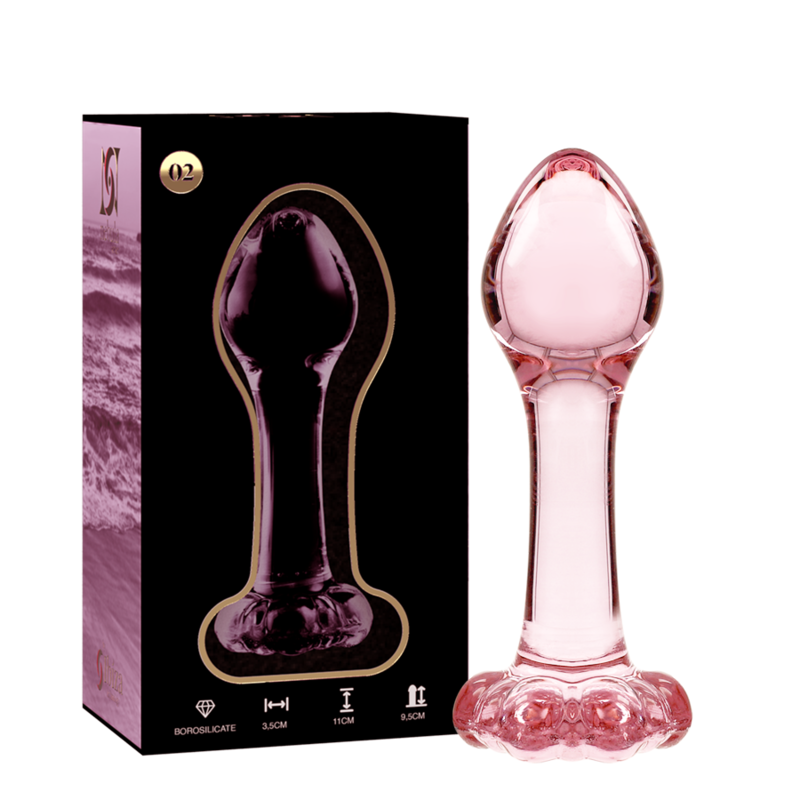 NEBULA SERIES BY IBIZA - MODEL 2 ANAL PLUG BOROSILICATE GLASS PINK 11 CM -O- 3.5 CM