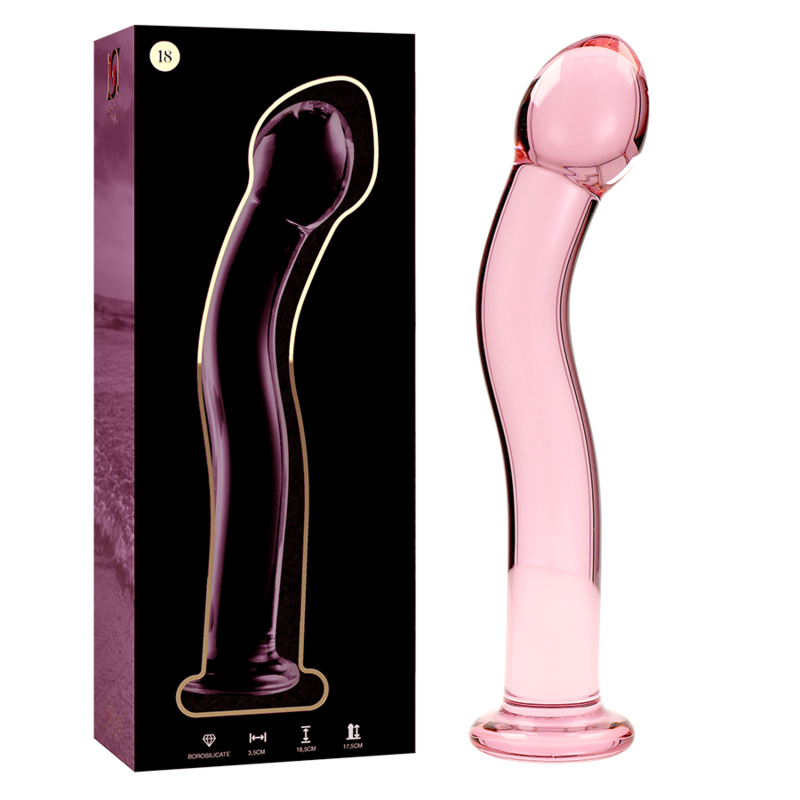 NEBULA SERIES BY IBIZA - MODEL 18 DILDO BOROSILICATE GLASS PINK 18.5 CM -O- 3.5 CM