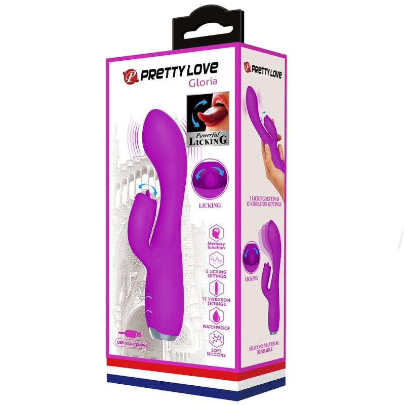 PRETTY LOVE - GLORIA RECHARGEABLE RABBIT VIBRATOR-WATERPROOF PURPLE - Image 12