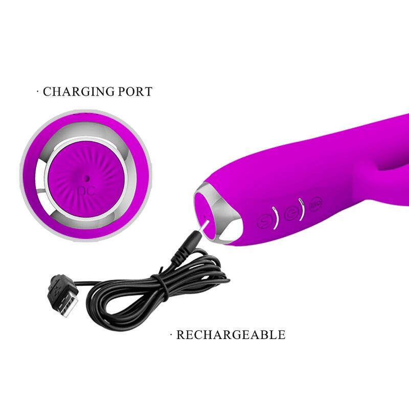 PRETTY LOVE - GLORIA RECHARGEABLE RABBIT VIBRATOR-WATERPROOF PURPLE - Image 11