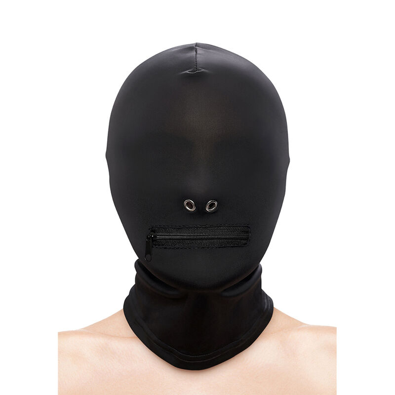 NS NOVELTIES - FETISH & FASHION CLOSED ZIPPERED MOUTH HOOD NYLON BLACK
