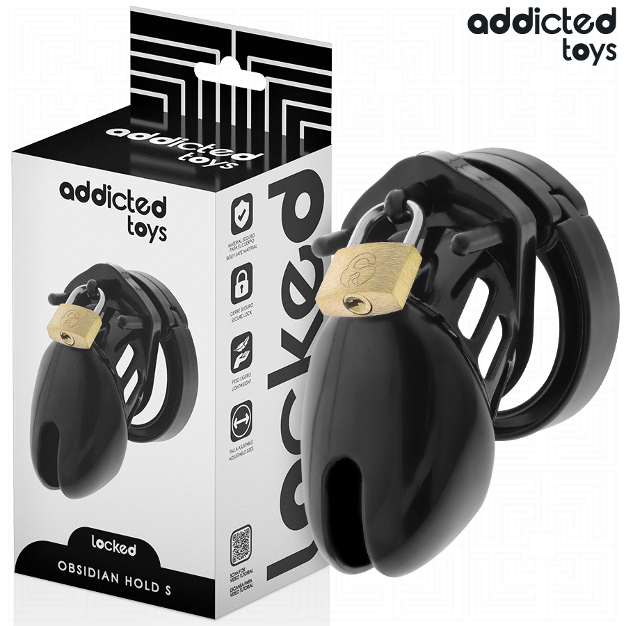 ADDICTED TOYS LOCKED - OBSIDIAN HOLD PENIS CAGE SIZE S