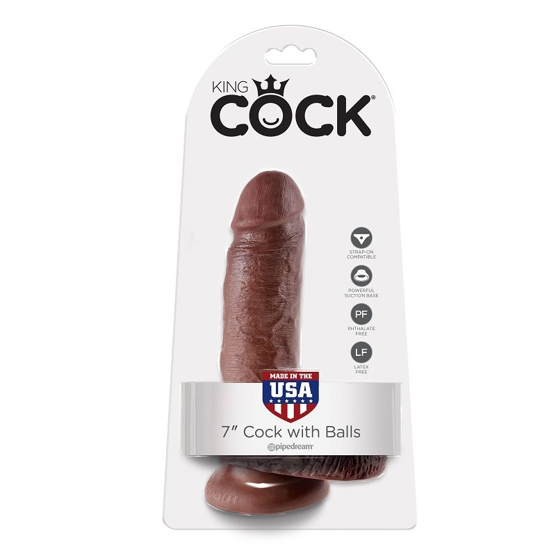 KING COCK - 7 DILDO BROWN WITH BALLS 17.8 CM - Image 2